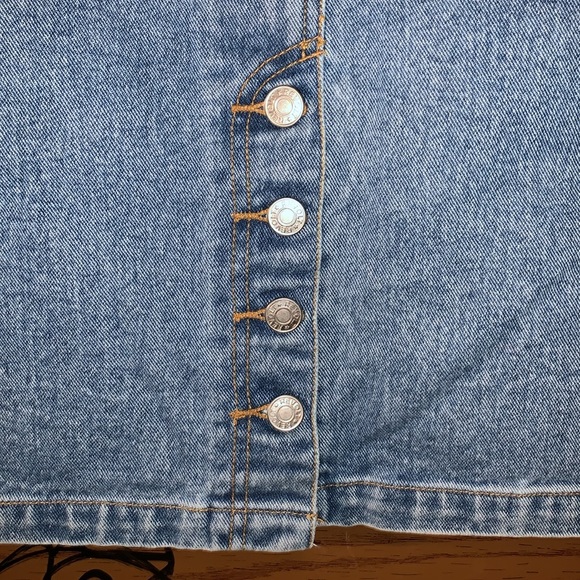 Vintage Deadstock Revolt High-Rise Midi Length Denim Skirt With Button Back - Picture 14 of 16